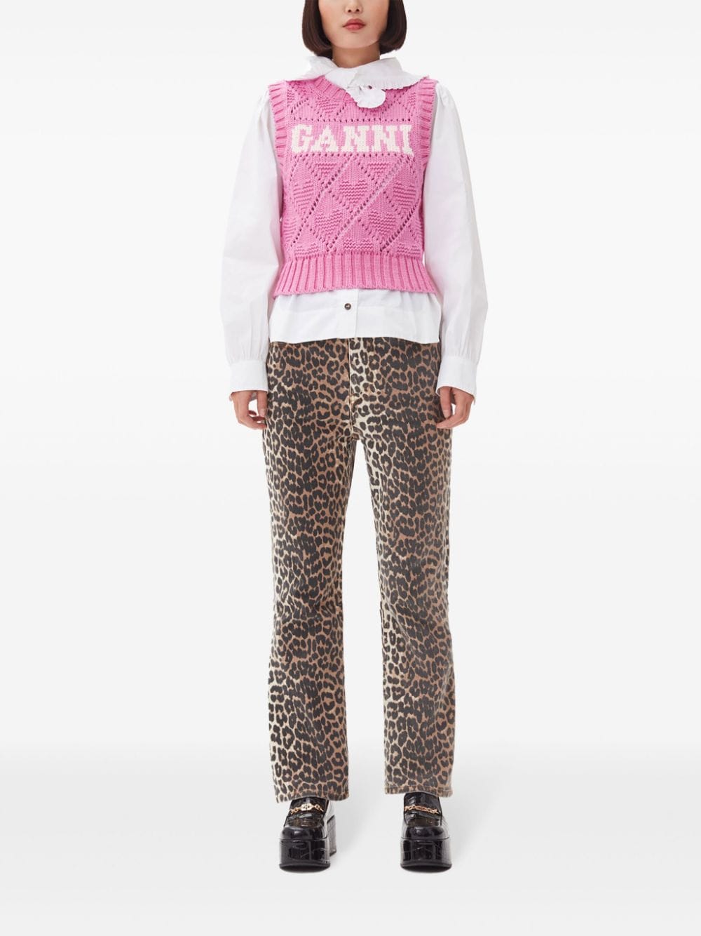 Ganni Sweaters Pink Cotton Polyamide