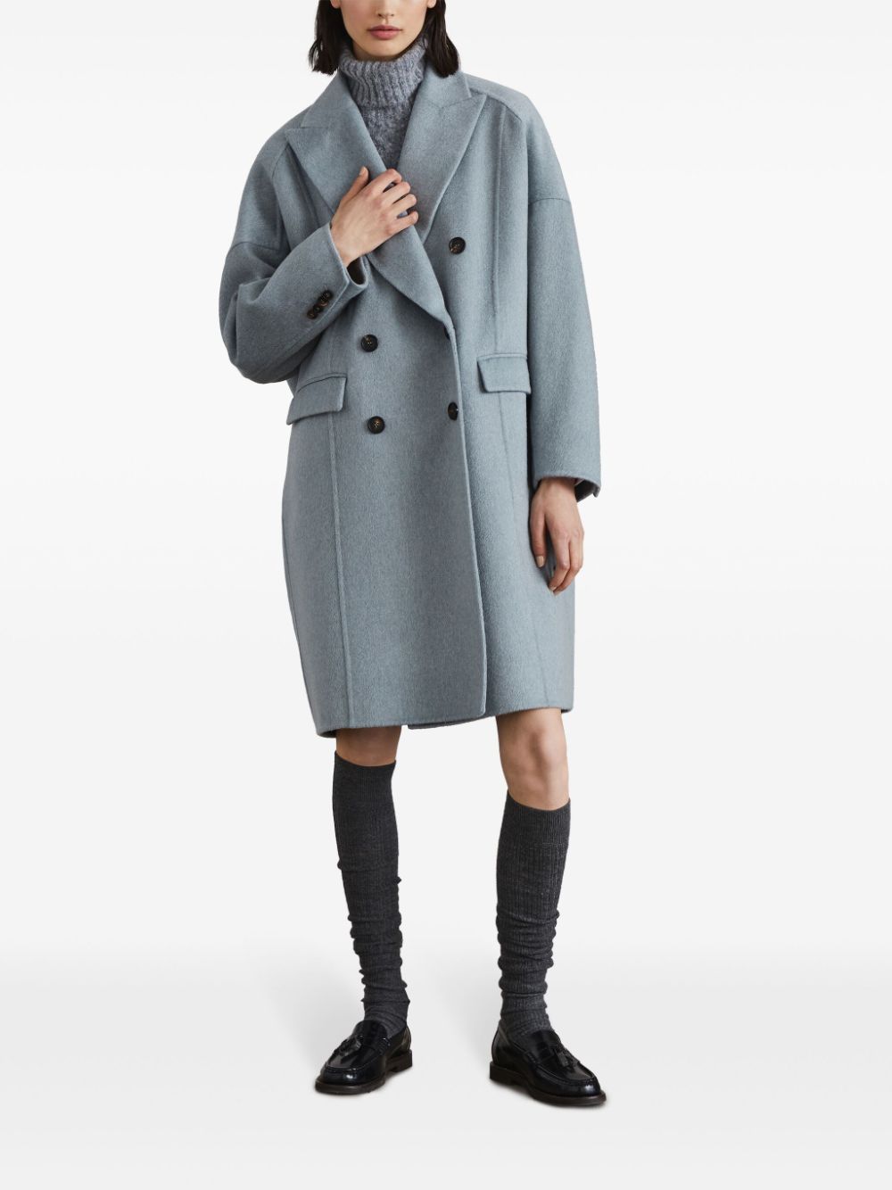 Brunello Cucinelli Coats Azzurro Cashmere