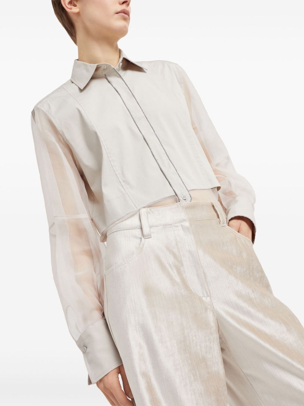 Brunello Cucinelli Trousers Beige Cotton Viscose