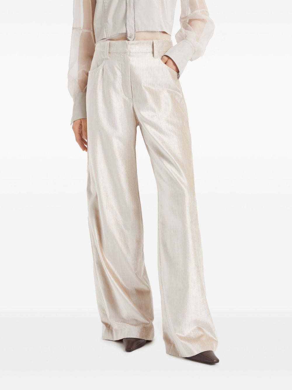 Brunello Cucinelli Trousers Beige Cotton Viscose
