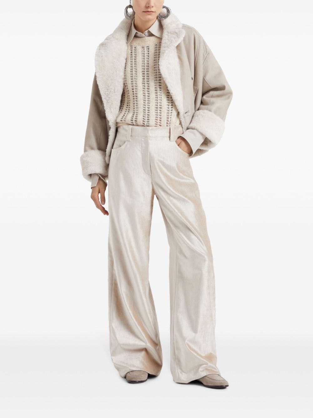 Brunello Cucinelli Trousers Beige Cotton Viscose