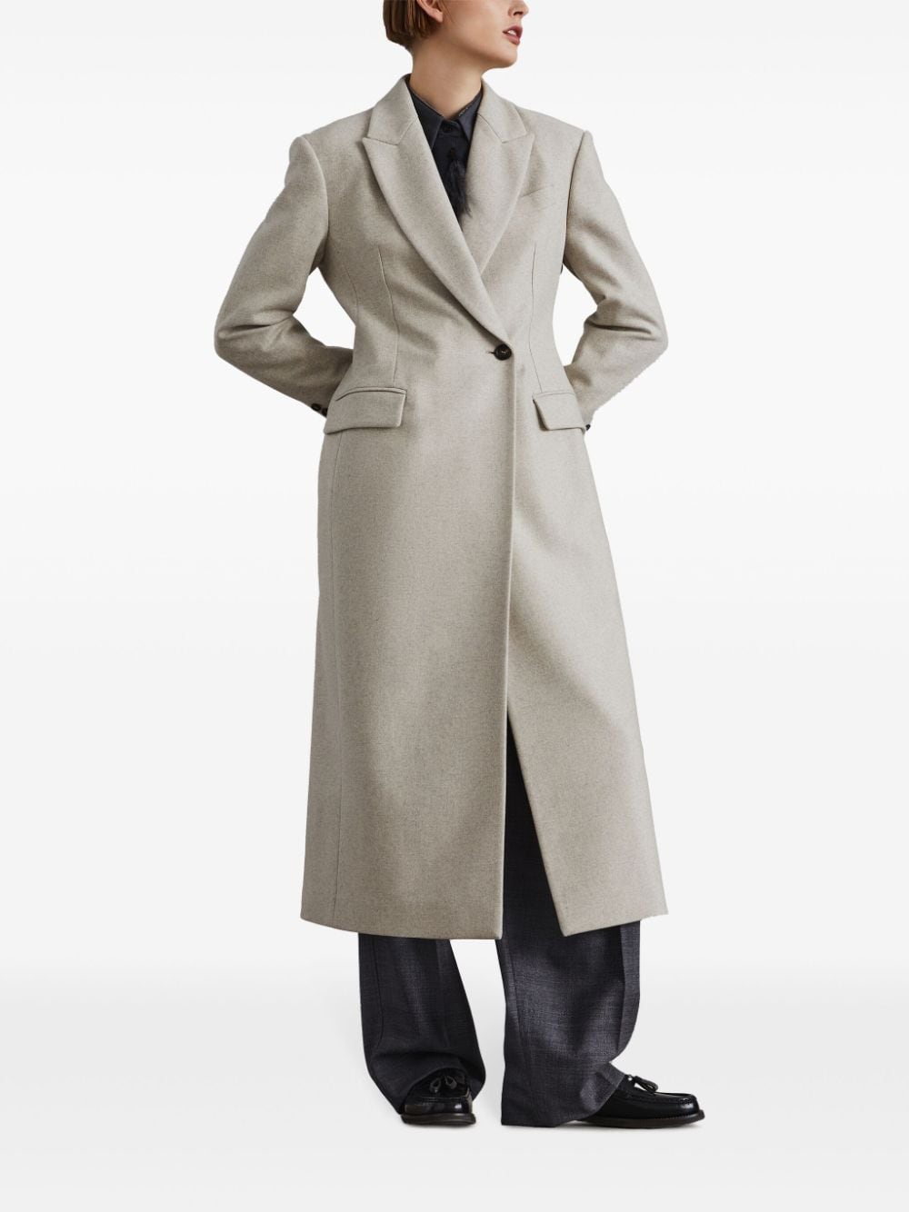 Brunello Cucinelli Coats Beige Wool Synthetic Fiber