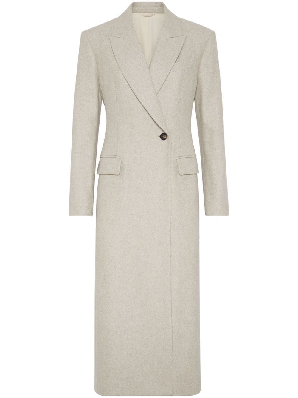Brunello Cucinelli Coats Beige Wool Synthetic Fiber