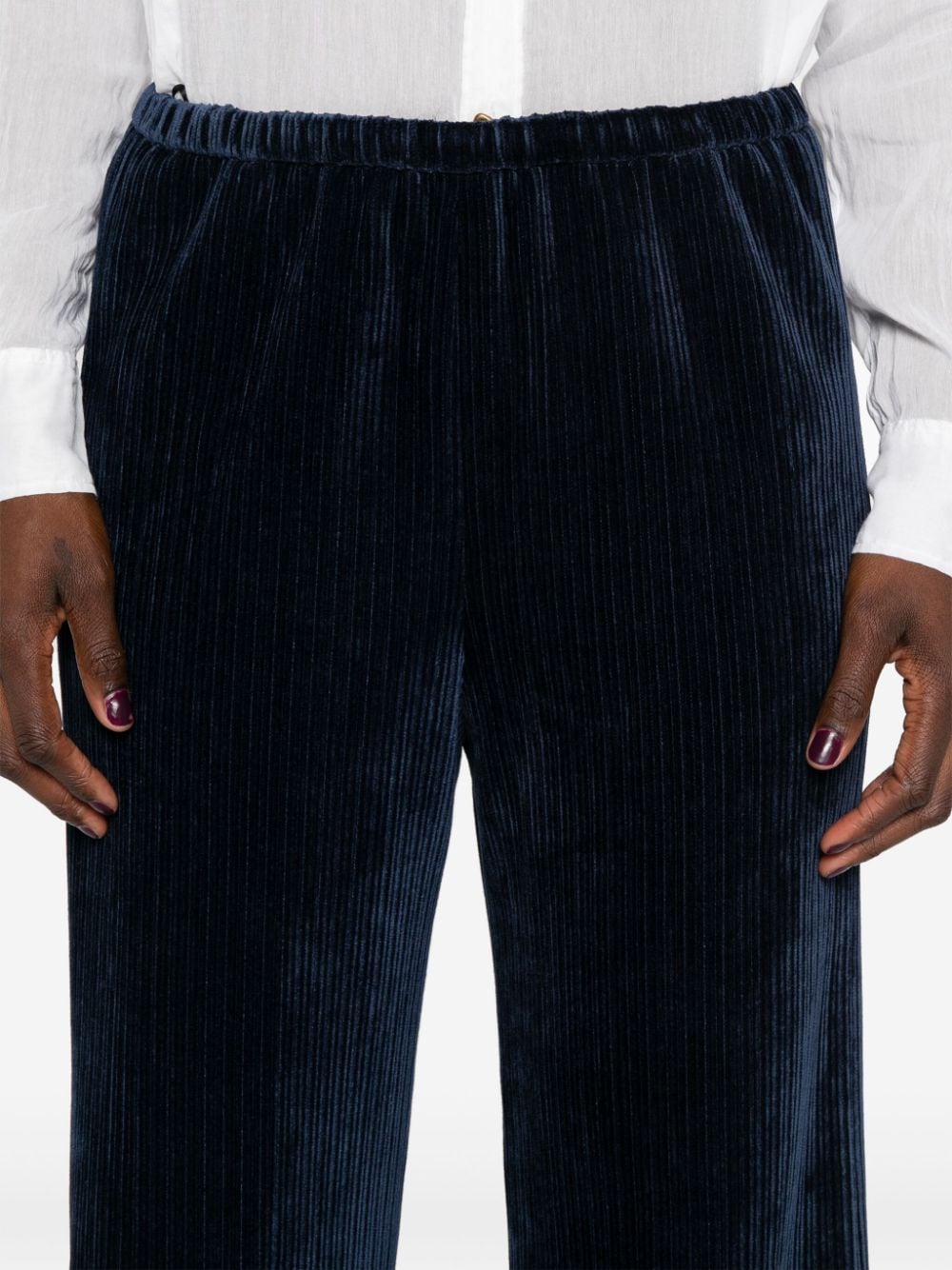 Forte Trousers Blue Polyester Elastane