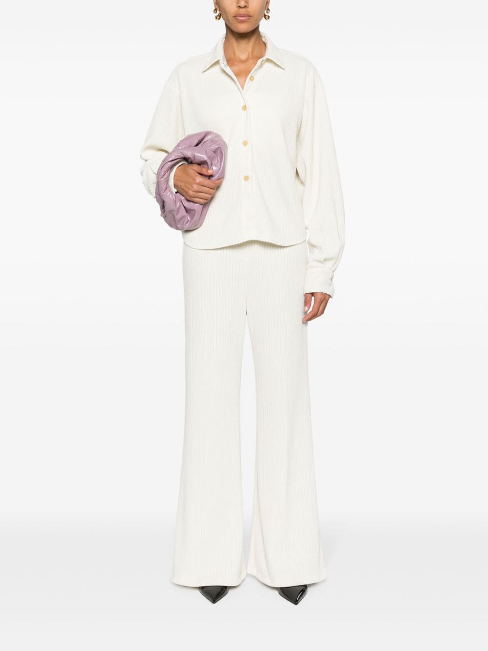 Forte Trousers Ivory Polyester Elastane