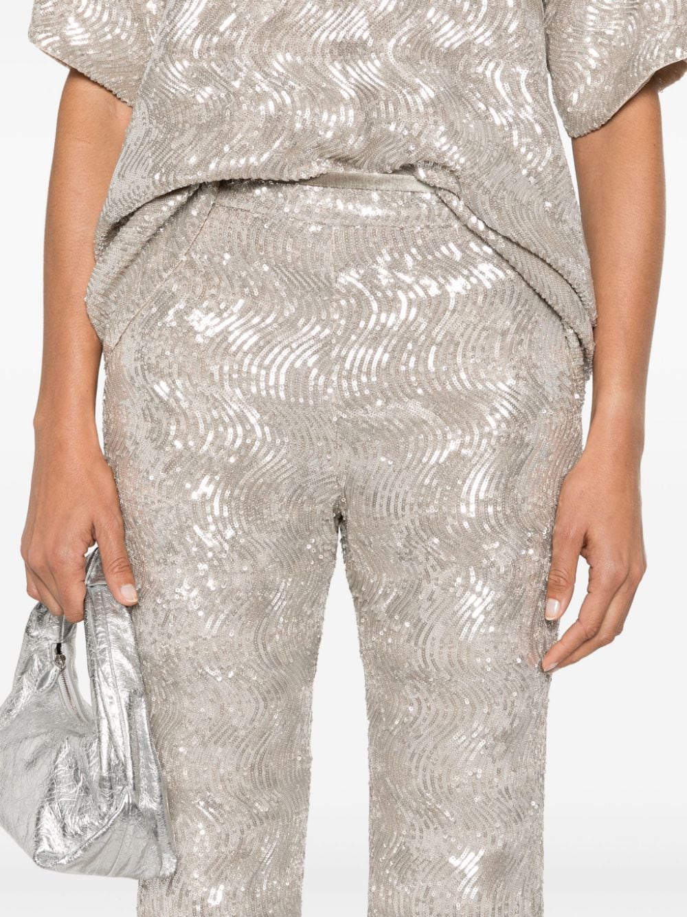 Forte Trousers Silver Polyester Elastane