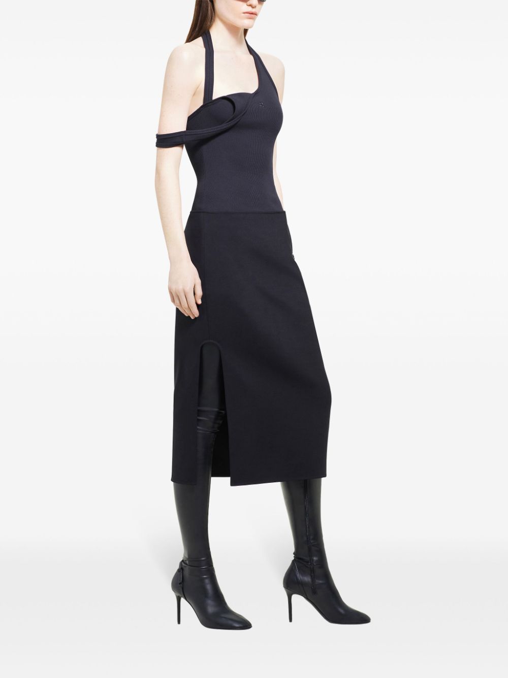 Courreges Top Black Cotton Elastane