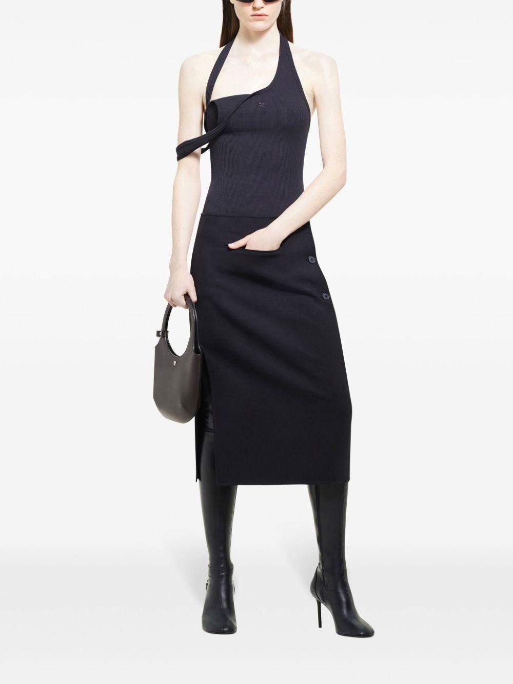 Courreges Top Black Cotton Elastane