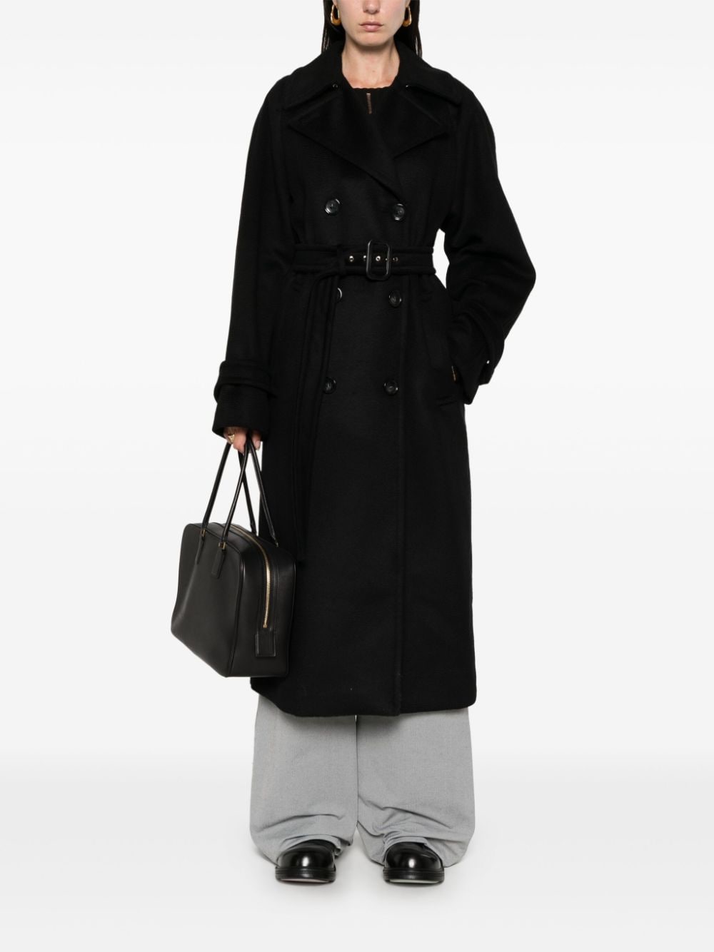 Sportmax Coats Black Virgin Wool