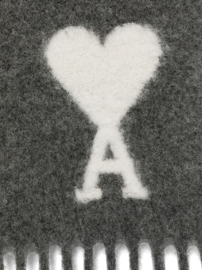 Ami Paris Scarfs Grey Virgin Wool