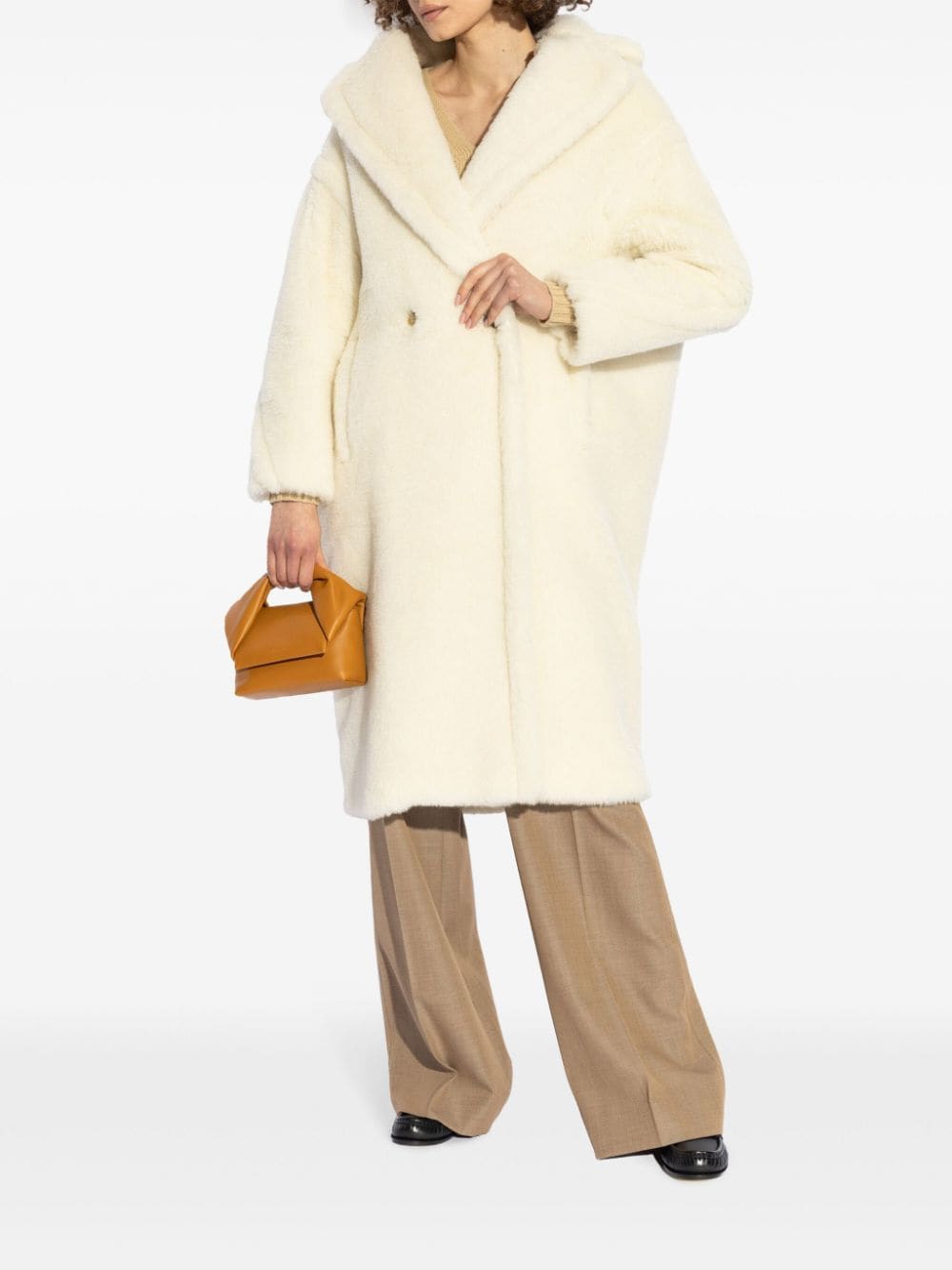 Max Mara Coats White Alpaca Virgin Wool Silk