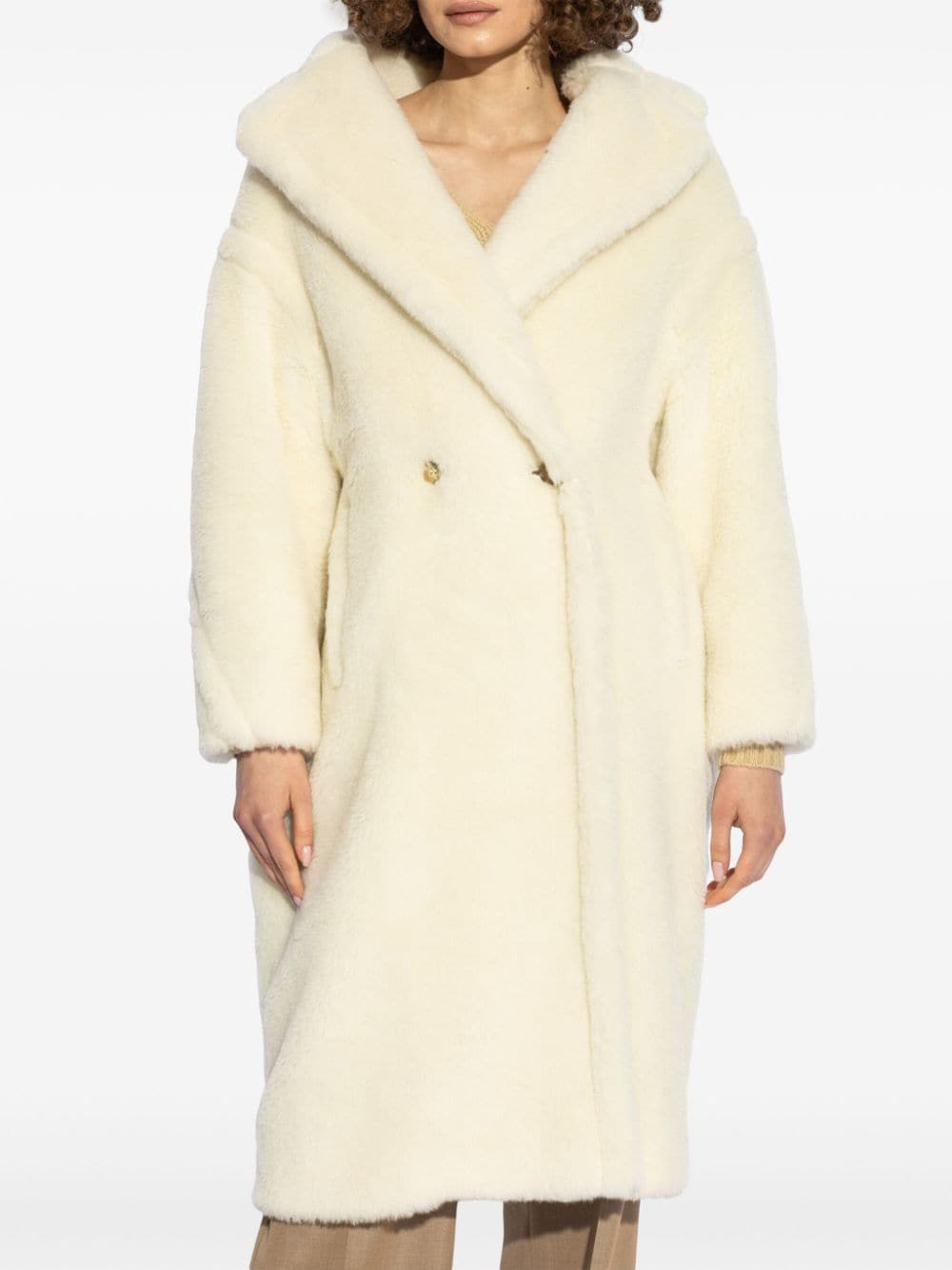 Max Mara Coats White Alpaca Virgin Wool Silk