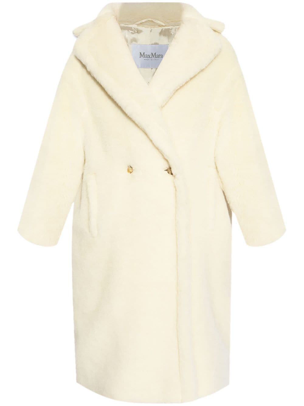 Max Mara Coats White Alpaca Virgin Wool Silk