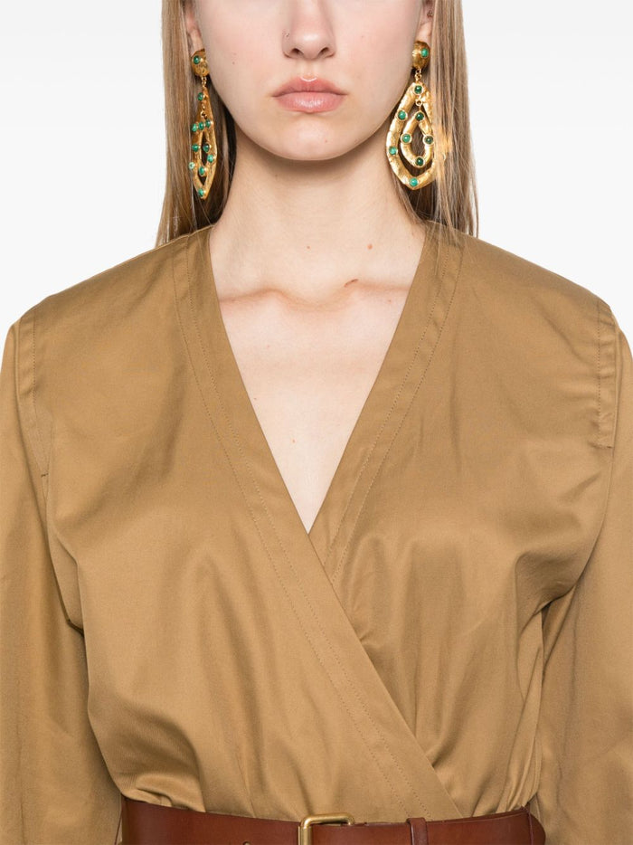 Saint Laurent Dresses Camel Cotton
