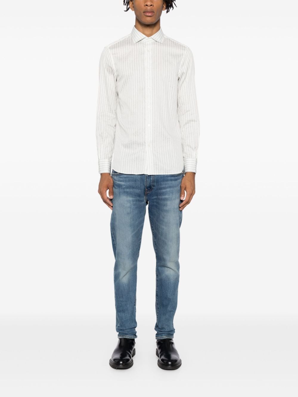 Emporio Armani Shirts Bianco Cotton Elastane