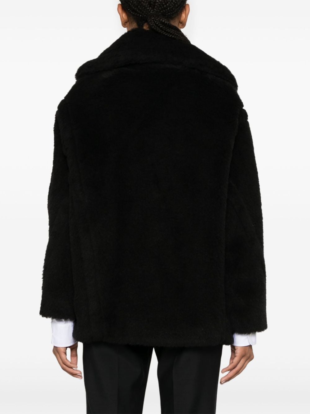 Max Mara Coats Black Alpaca Wool Silk