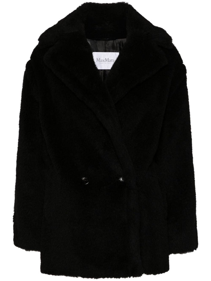 Max Mara Coats Black Alpaca Wool Silk