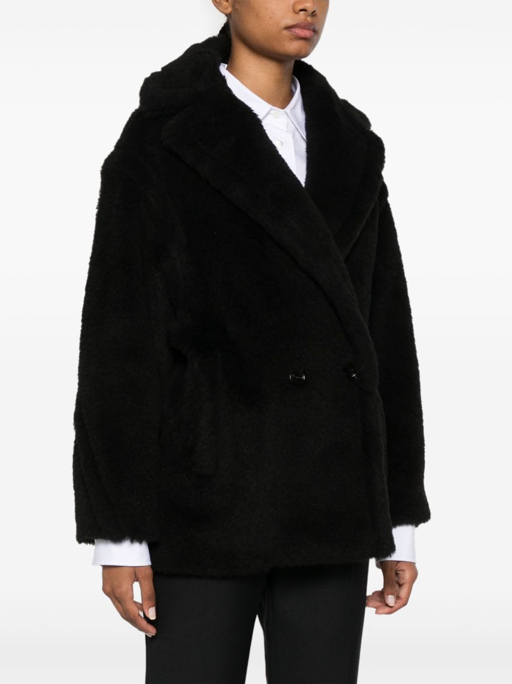 Max Mara Coats Black Alpaca Wool Silk