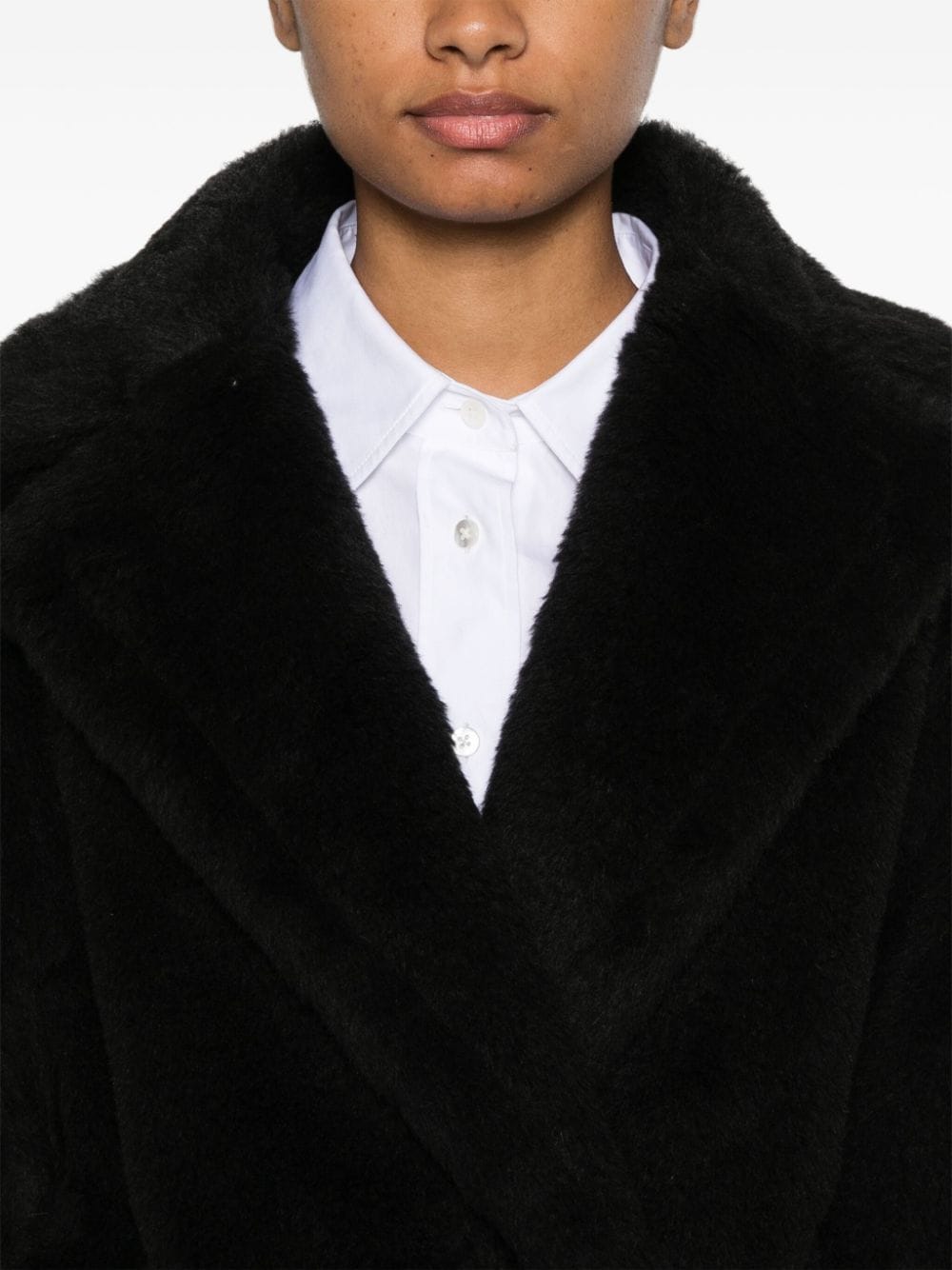 Max Mara Coats Black Alpaca Wool Silk