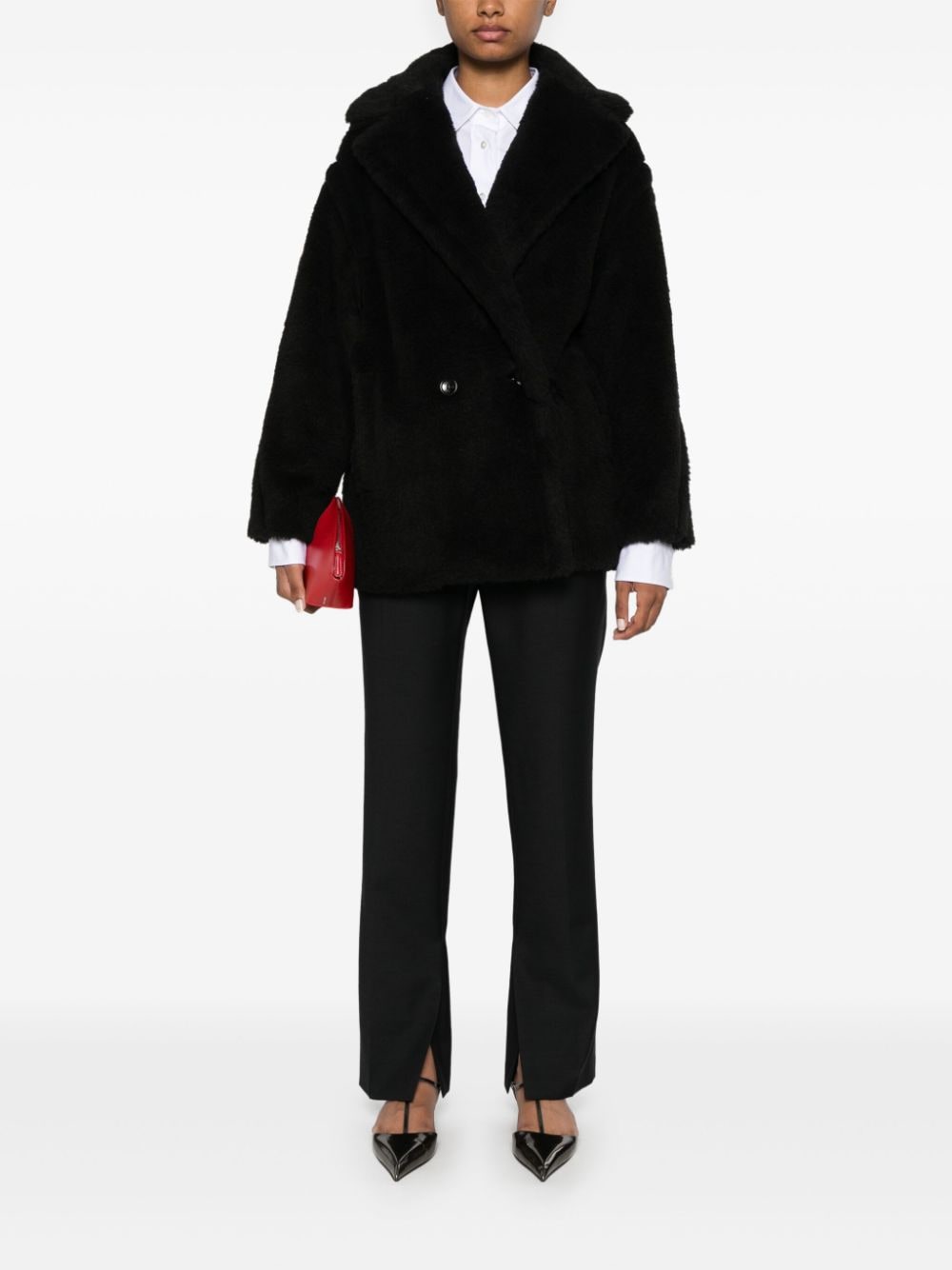 Max Mara Coats Black Alpaca Wool Silk