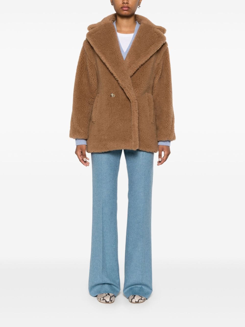Max Mara Coats Camel Silk