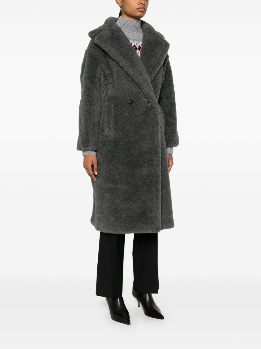 Max Mara Coats Grey Wool Alpaca Silk