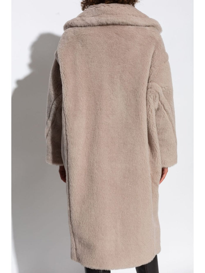 Max Mara Coats Beige Alpaca Wool Silk