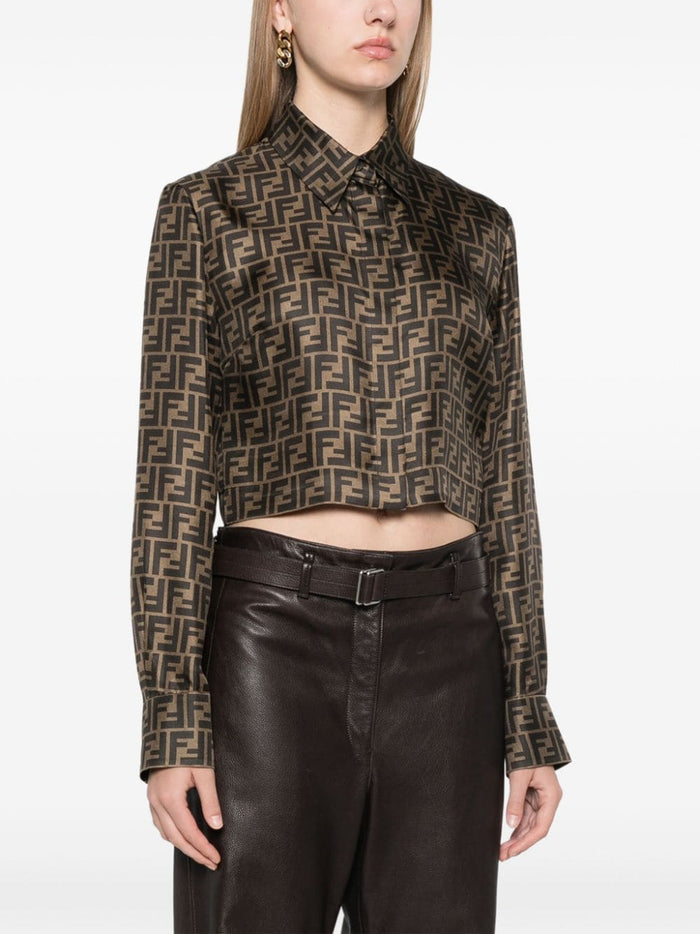 Fendi Shirts Brown Silk