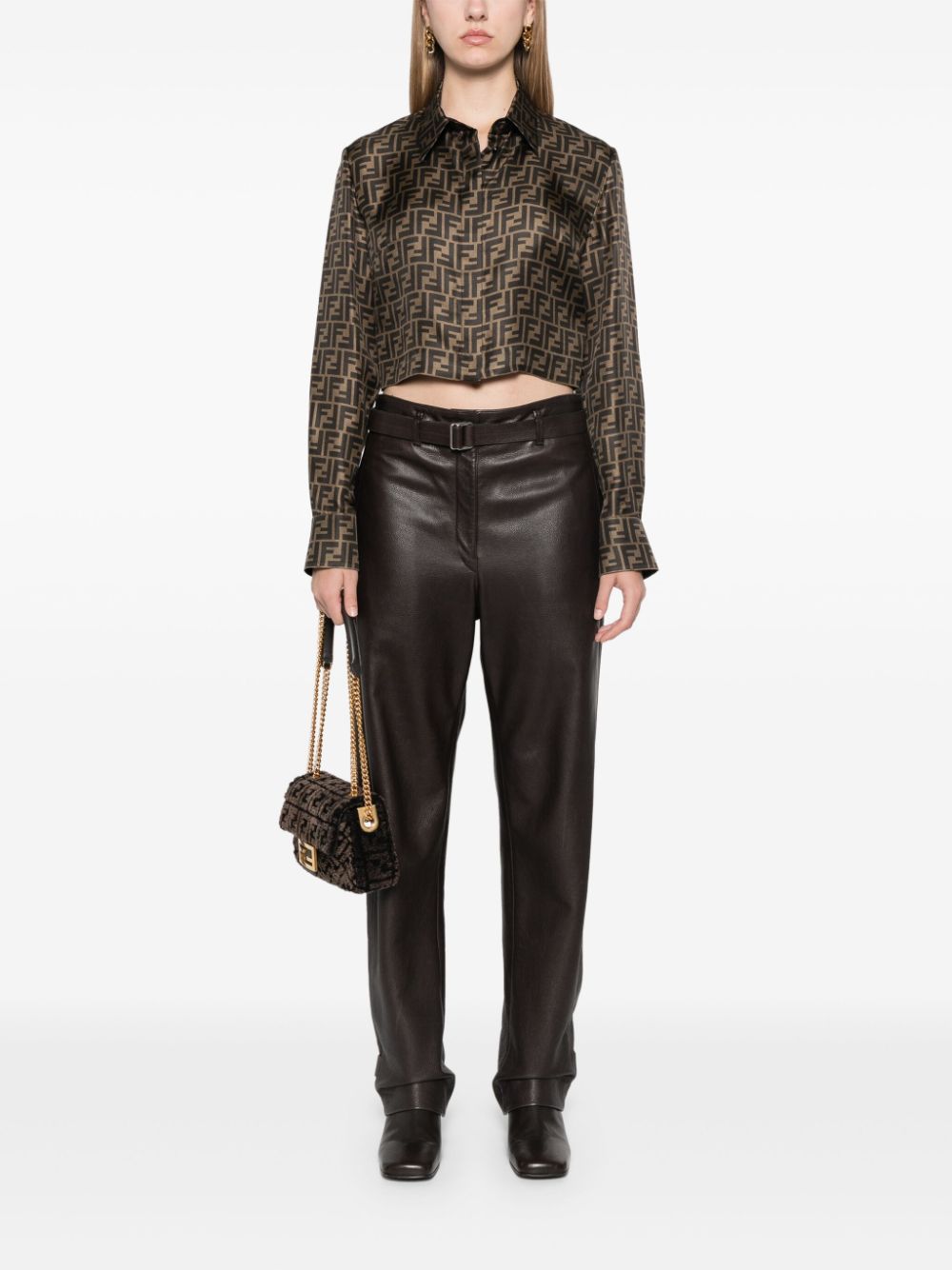 Fendi Shirts Brown Silk