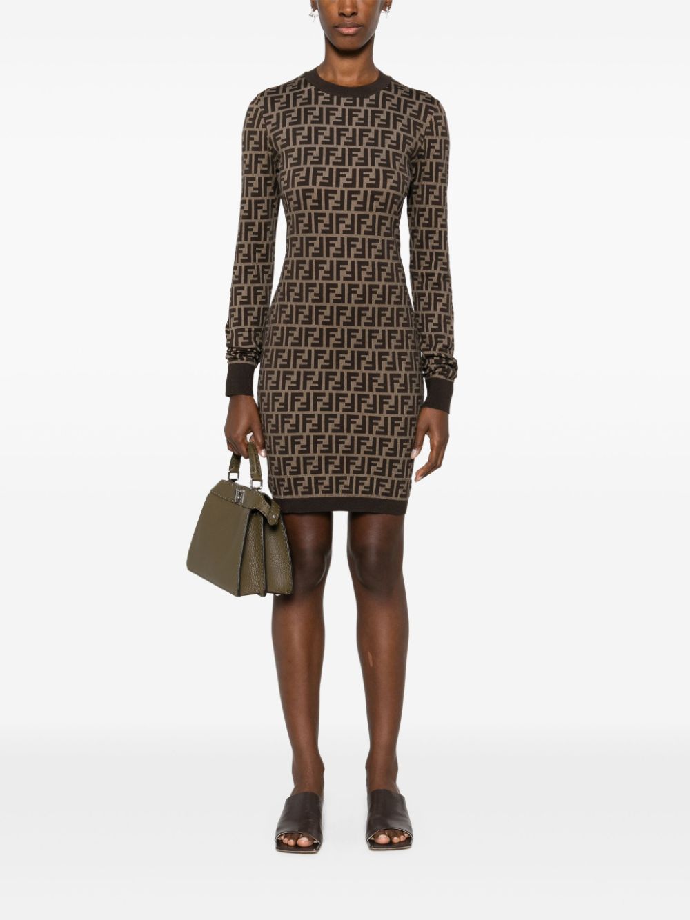 Fendi Dresses Brown Cotton Polyamid Elastane