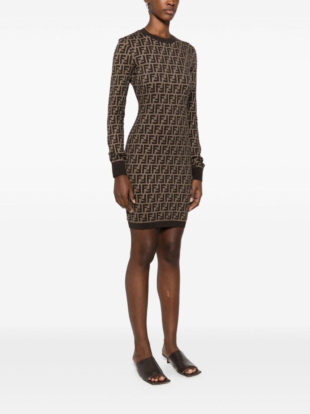 Fendi Dresses Brown Cotton Polyamid Elastane