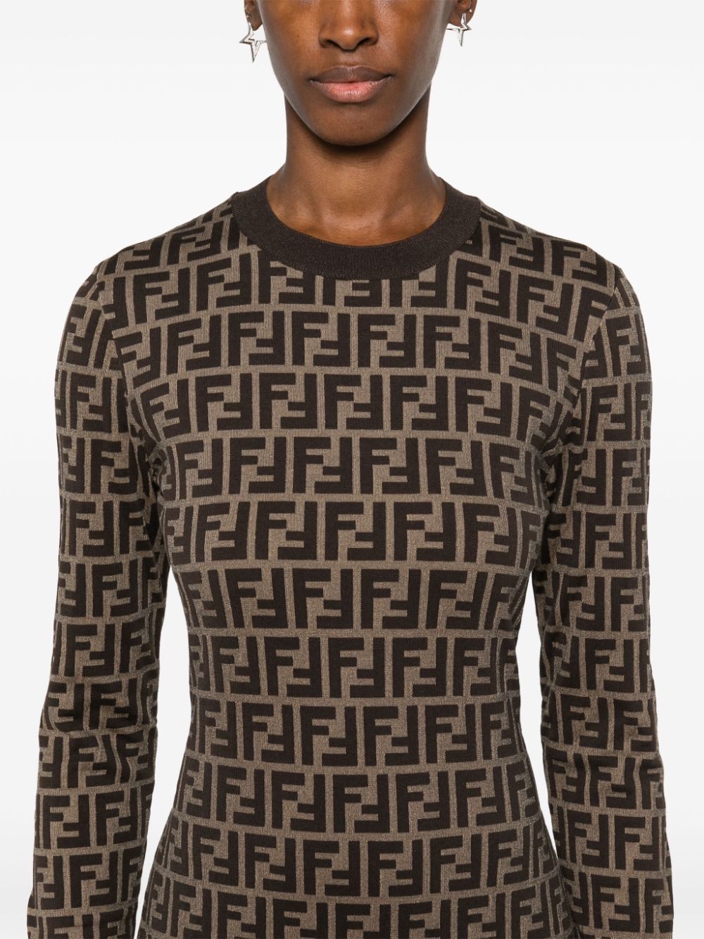 Fendi Dresses Brown Cotton Polyamid Elastane