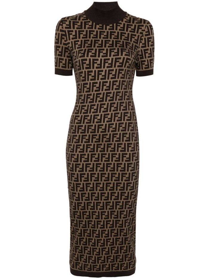 Fendi Dresses Brown Cotton Polyamid Elastane