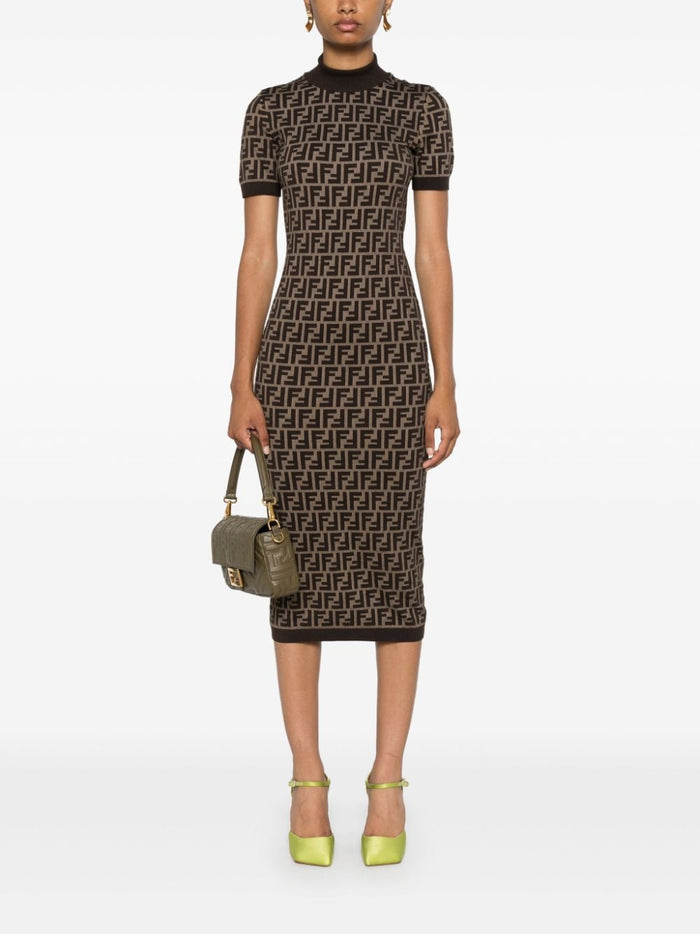 Fendi Dresses Brown Cotton Polyamid Elastane
