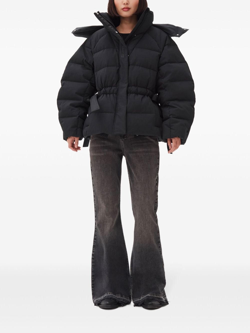 Ganni Coats Black Polyamide