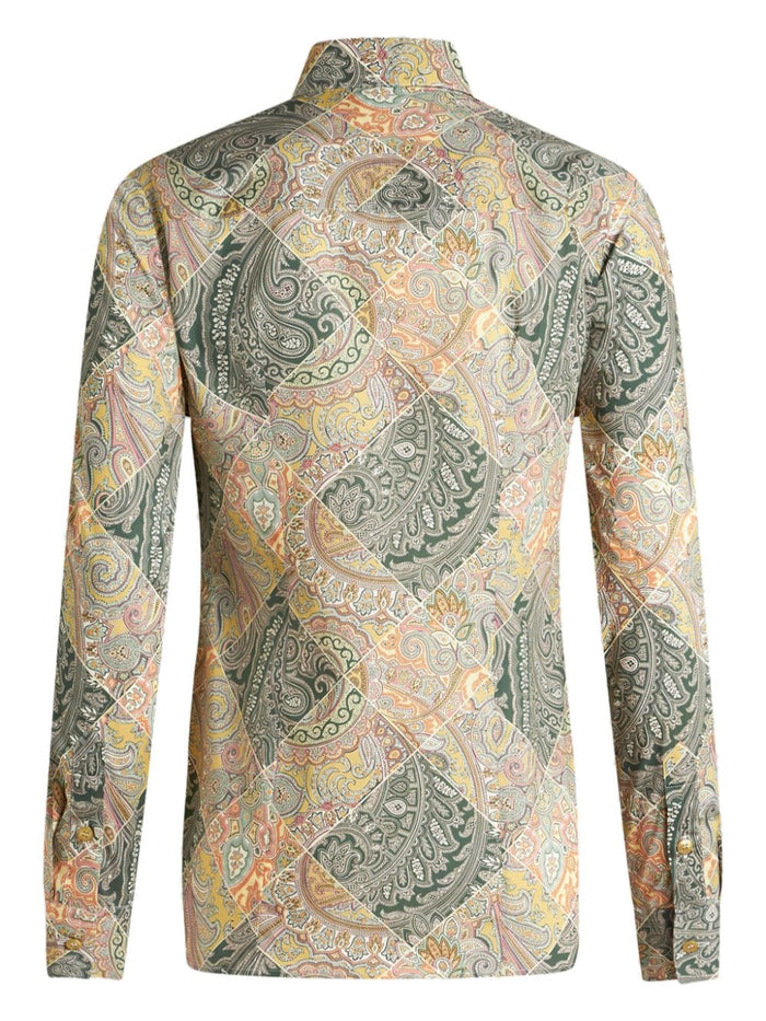 Etro Shirts Yellow Cotton Elastane
