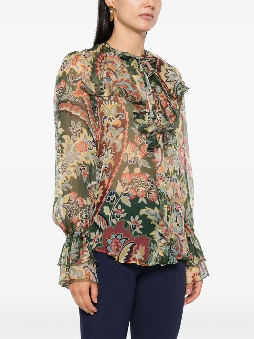 Etro Shirts Green Silk