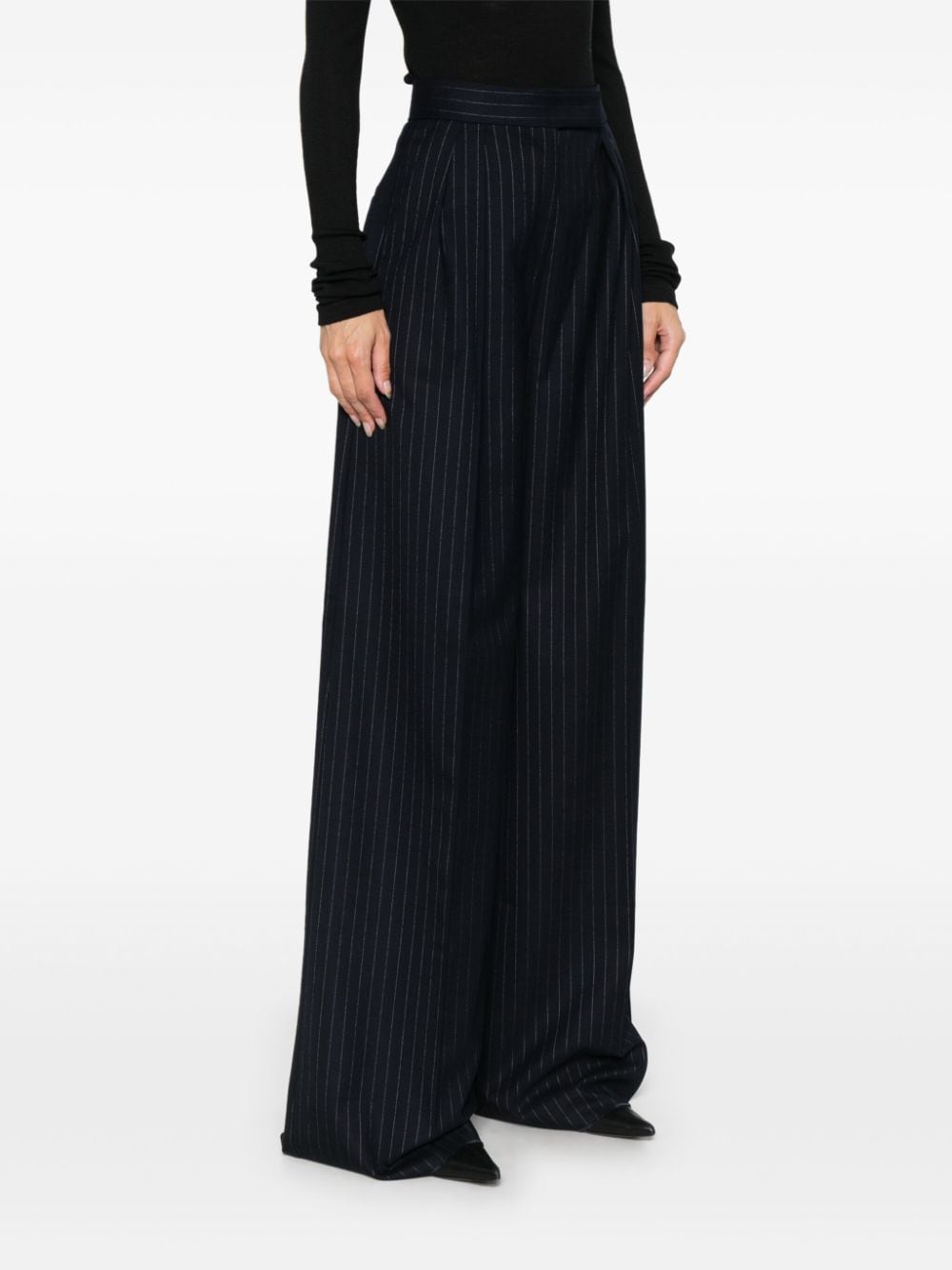 Max Mara Trousers Blue Virgn Wool Elastane