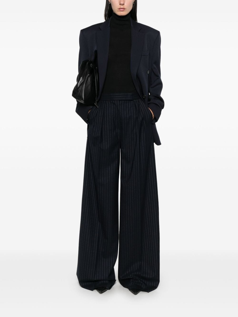 Max Mara Trousers Blue Virgn Wool Elastane