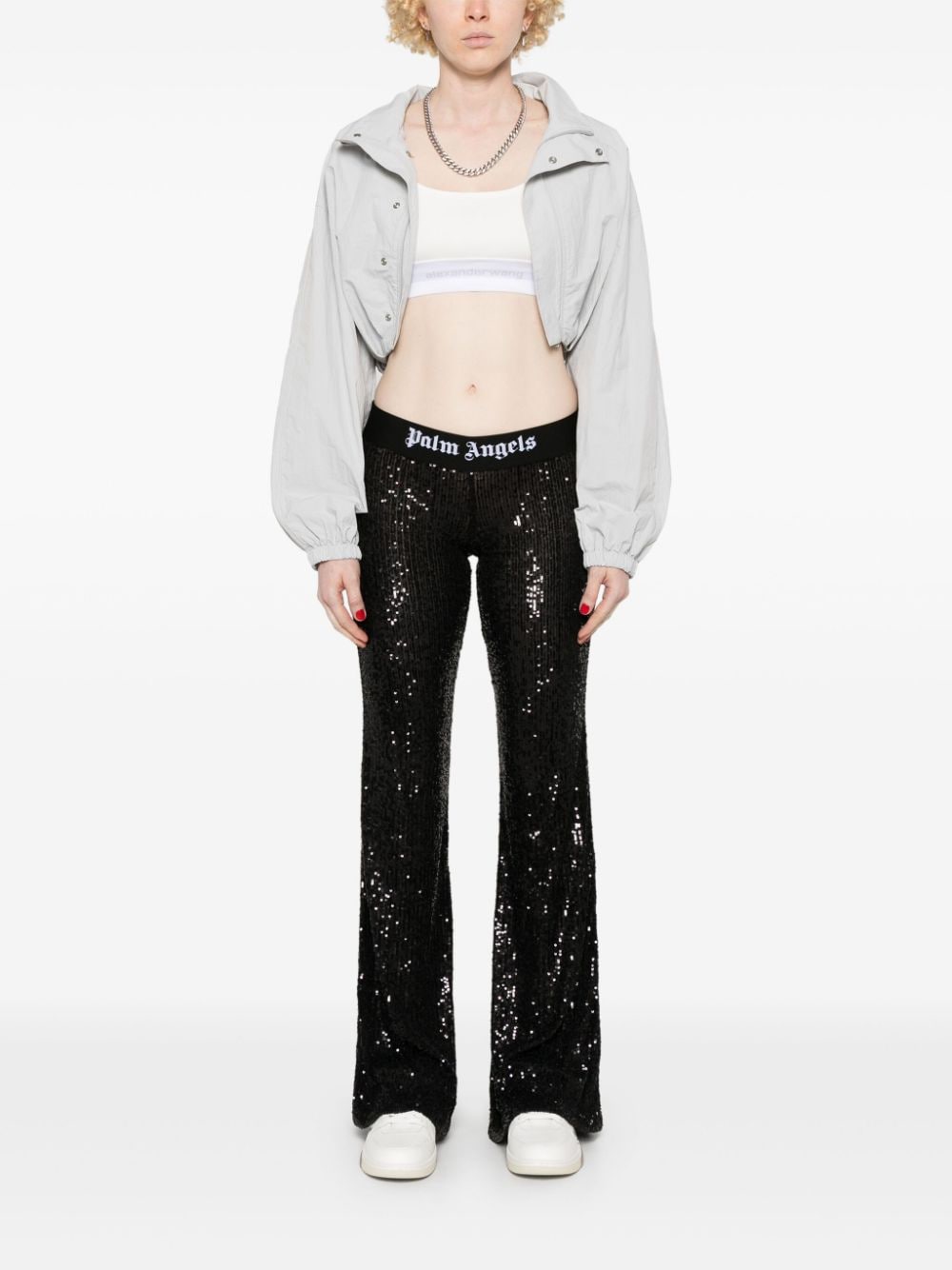Palm Angels Trousers Black Polyamide Elastane