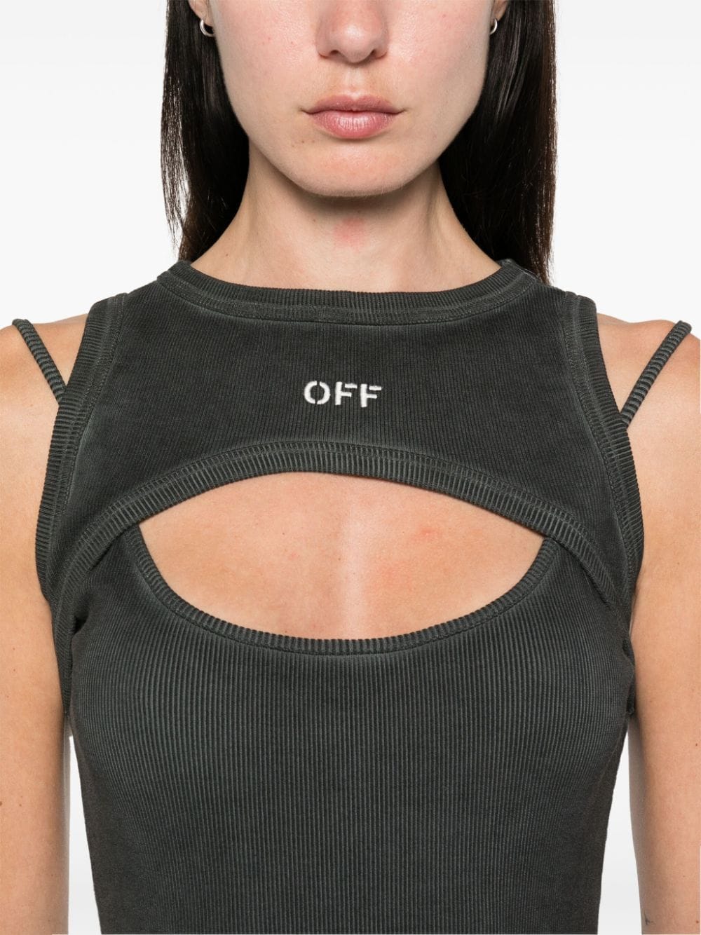 Off White Dresses Grey Cotton Elastane