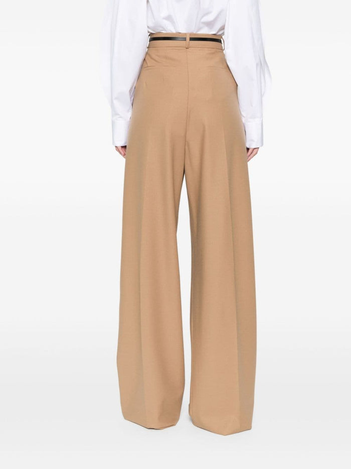 Sportmax Trousers Beige Calf Leather