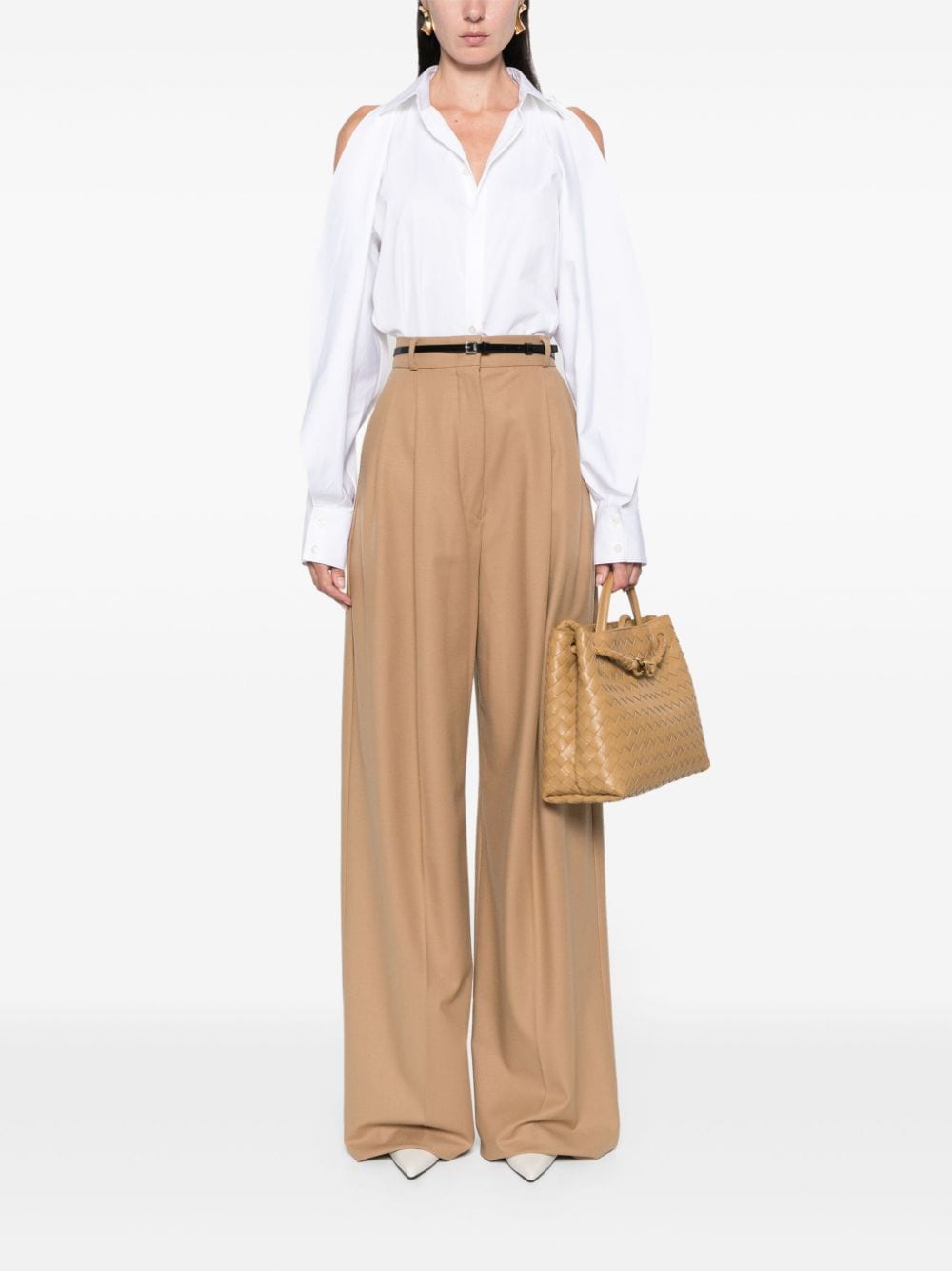 Sportmax Trousers Beige Calf Leather