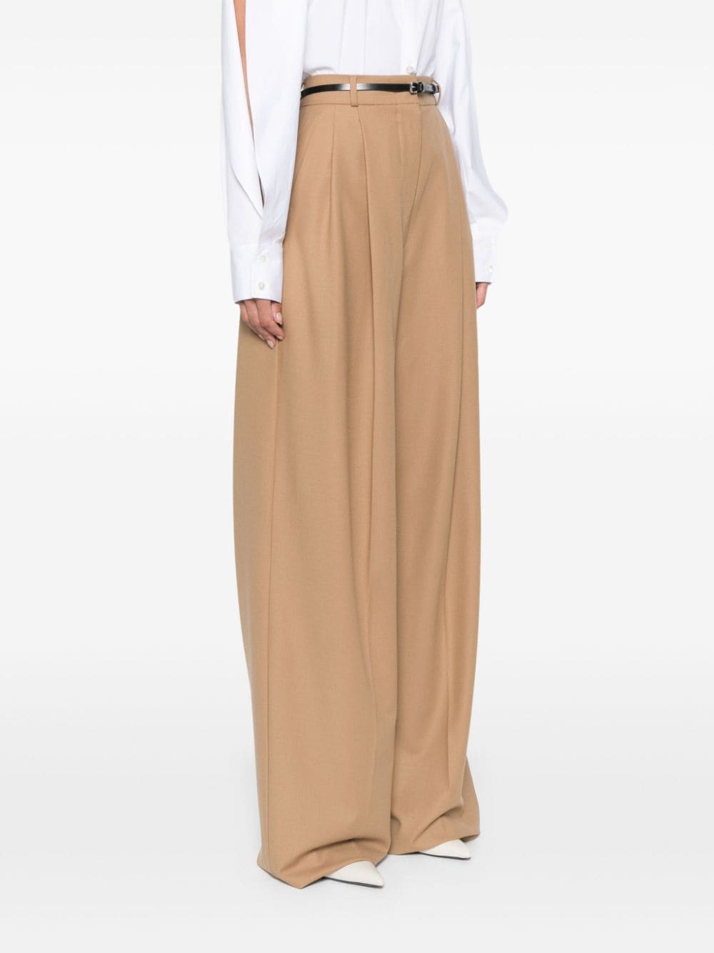 Sportmax Trousers Beige Calf Leather
