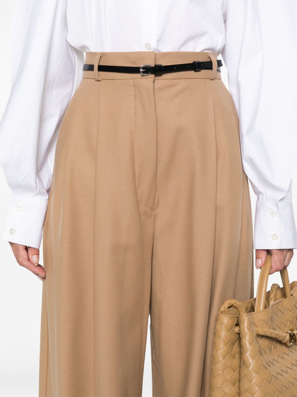 Sportmax Trousers Beige Calf Leather