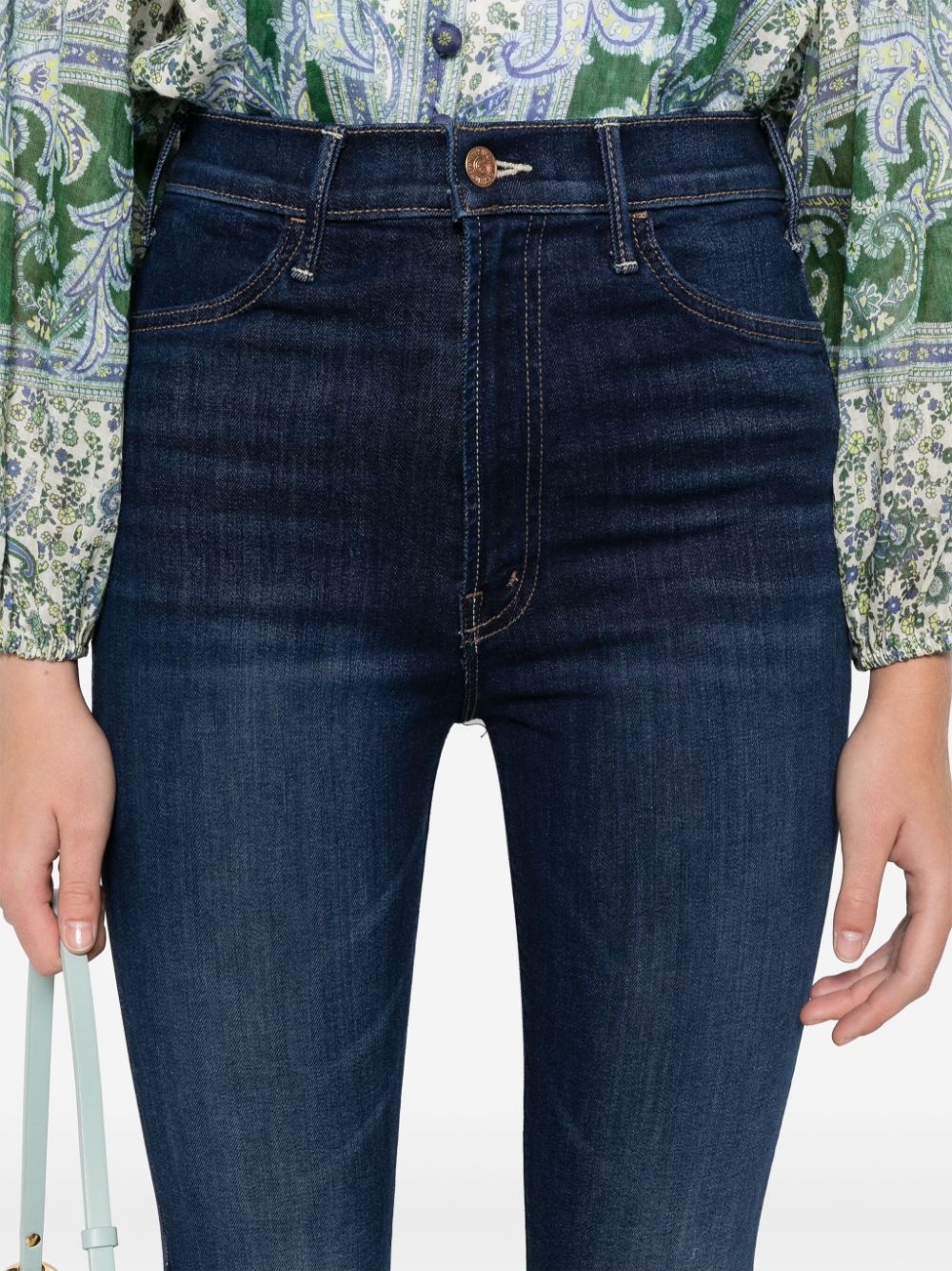 Mother Jeans Blue Cotton Polyester Elastane