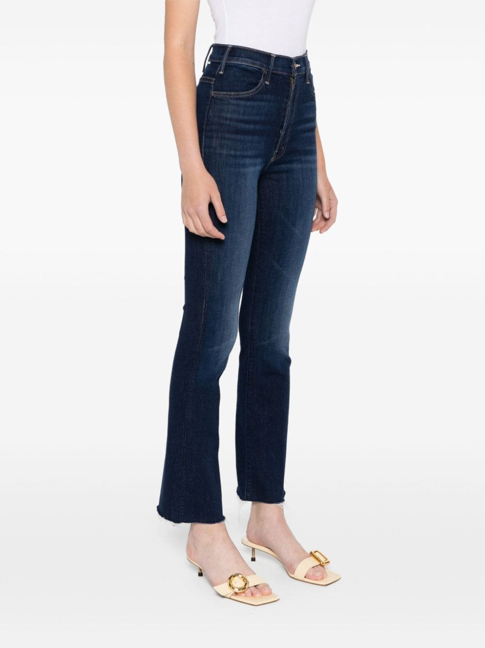 Mother Jeans Blue Cotton Polyester Elastane
