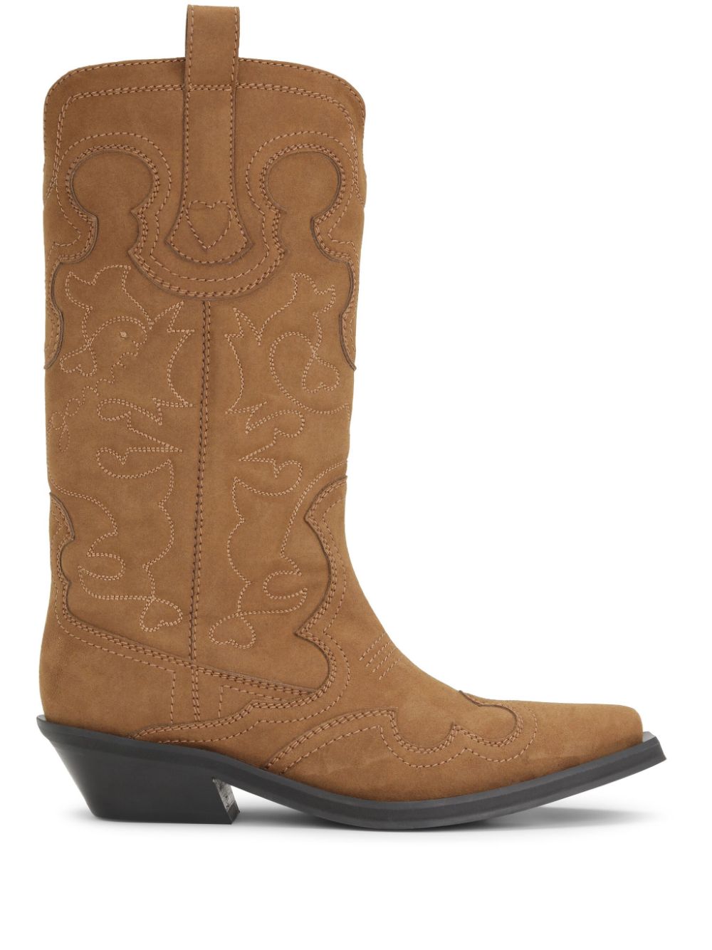Ganni Boots Leather Brown Polyamide Polyurethane