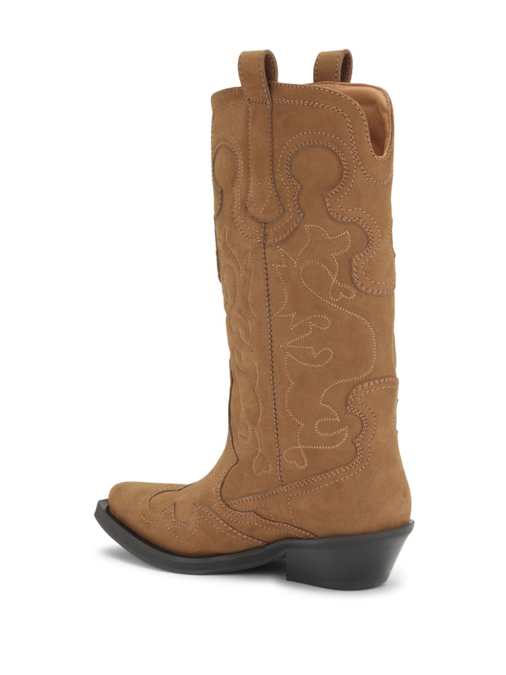 Ganni Boots Leather Brown Polyamide Polyurethane