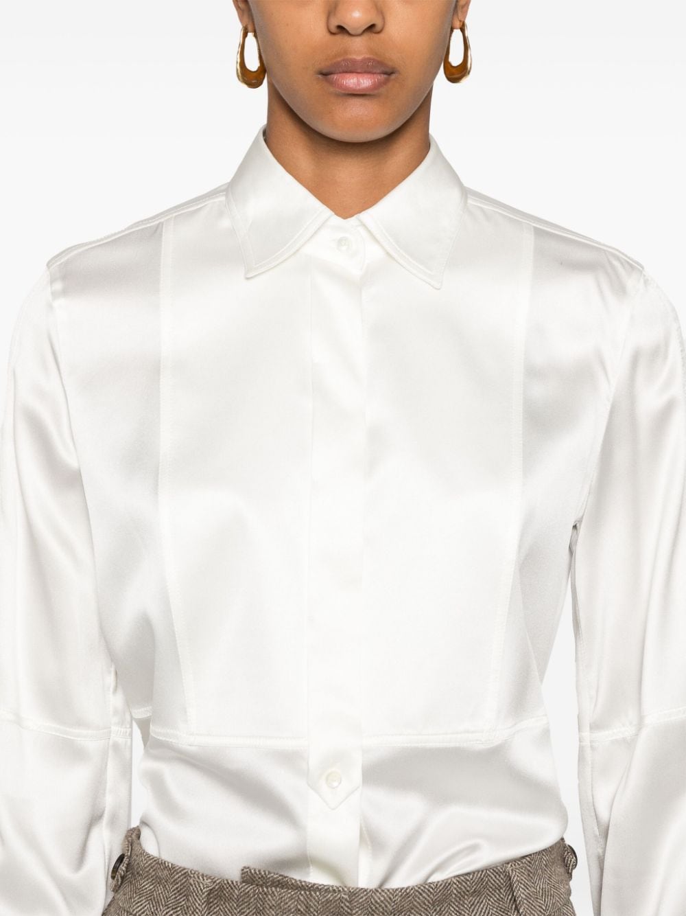 Brunello Cucinelli Shirts Bianco Silk Elastane